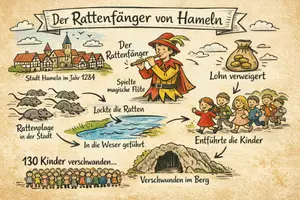 Vorschau - Arbeitsblätter - Lernposter + AB mit Fragen zum Thema "Rattenfänger von Hameln" + Lösungsblatt + Mindmap + Infografik - Seite 2