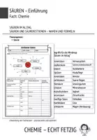 Vorschau - Arbeitsblätter - Einführung Säuren - Säuren im Alltag - Namen und Formeln von Säuren und Säurerestionen - Arbeitsblatt - Deckblatt