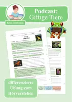 Vorschau - Arbeitsblätter - Übung zum Hörverstehen: Geolino-Podcast "Giftige Tiere" - Deckblatt