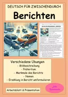 Vorschau - Stundenentwürfe - Bericht schreiben- DEUTSCH FÜR ZWISCHENDURCH - Berichten - Unfallbericht - Deckblatt