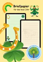 Vorschau - Arbeitsblätter - 🍀Briefpapier für das neue Neujahr | kreatives Schreiben | Vorsäte | Wünsche - Deckblatt