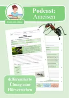 Vorschau - Arbeitsblätter - Übung zum Hörverstehen: Geolino-Podcast "Das Superinsekt: Ameisen" - Deckblatt