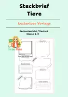 Vorschau - Arbeitsblätter - Freebie Steckbrief Tiere Grundschule - Deckblatt