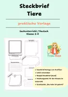 Vorschau - Arbeitsblätter - Steckbrief Tiere Grundschule - Deckblatt