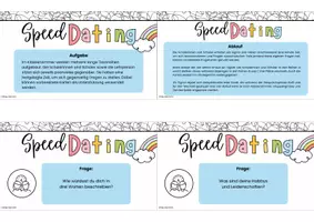 Vorschau - Aufgabenkarten - Kennenlernspiel Schule: Speed-Dating im Klassenzimmer - Deckblatt