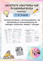 Vorschau - Arbeitsblätter - Sachtext verstehen und zusammenfassen - Deckblatt