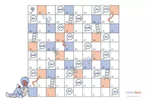 Vorschau - Spiele - alphaben Leiterspiel, Thema „Länder“, Spielplan + Lesetexte - Seite 1