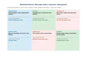 Vorschau - Aufgabenkarten - Meinungen äußern, zustimmen, widersprechen für DaZ/DaF - Deckblatt