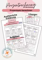 Vorschau - Arbeitsblätter - Prozentrechnung: Prozentsatz berechnen mit dem Dreisatz - Deckblatt
