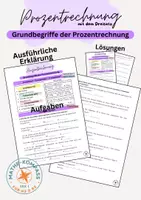 Vorschau - Arbeitsblätter - Prozentrechnung: Grundbegriffe der Prozentrechunng - Deckblatt