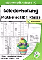 Vorschau - Arbeitsblätter - Mathematik Klasse 1–2 – Wiederholung & Übung | Arbeitsblätter, Training & Lösungen - Deckblatt