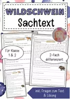 Vorschau - Arbeitsblätter - Sachtext Wildschweine - Deckblatt
