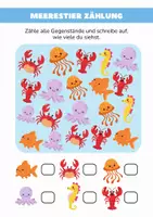Vorschau - Arbeitsblätter - Zählbild Meerestiere | Mathe/SU - Seite 1