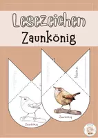 Vorschau - Mal- und Bastelvorlagen - Lesezeichenecke Zaunkönig Heimische Vögel - Deckblatt