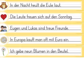 Vorschau - Arbeitsblätter - Laufdiktat Buchstabe Eu eu für die 1. Klasse - Seite 1