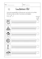 Vorschau - Arbeitsblätter - Laufdiktat "EU" (Klasse 1-2) - Seite 1