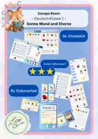 Vorschau - Arbeitsblätter - Escape Room Sonne Mond und Sterne - Deckblatt