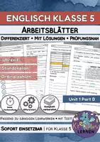 Vorschau - Arbeitsblätter - Englisch 5. Klasse – Uhrzeit, Stundenplan & Ordnungszahlen | Arbeitsblätter + Test + Lösungen - get Access Unit 1 Part B - Deckblatt
