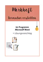 Vorschau - Merkblätter - Merkheft Formular erstellen im Programm Word - Deckblatt