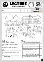 Aperçu - Feuilles d'exercices - Fiches lecture compréhension niveau 1 - Page 1