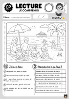Aperçu - Feuilles d'exercices - Fiches lecture compréhension niveau 1 - Page 3