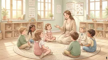 Aperçu - Cartes / Images - Kamishibai – Lina lève la main pour parler | Les règles de vie en maternelle - Page 1