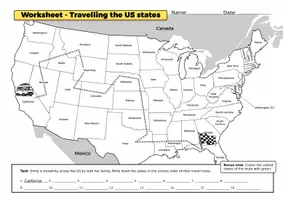 Vorschau - Arbeitsblätter - Travelling the US states (Thema US) - Deckblatt