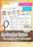 Vorschau - Arbeitsblätter - Onepager im Deutschunterricht – EPISCHE TEXTE kreativ & differenziert Sek I - Deckblatt