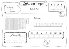 Vorschau - Arbeitsblätter - Zahl des Tages - Zahlenraum 1000 - Seite 1