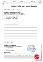 Vorschau - Arbeitsblätter - Der fliegende Klassenscooter Kapitel 25: Ein Brief aus der Zukunft (inkl. Musterlösung) - Seite 1