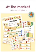 Vorschau - Stationenlernen - At the market (fruits and vegetables): Wortschatzspiele - Deckblatt