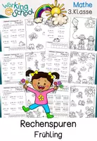 Vorschau - Stationenlernen - Rechenspuren Klasse 3 Frühling | Zahlenraum 1000 | Mathematik Grundschule - Deckblatt
