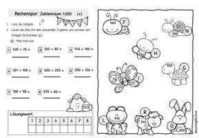 Vorschau - Stationenlernen - Rechenspuren Klasse 3 Frühling | Zahlenraum 1000 | Mathematik Grundschule - Seite 1