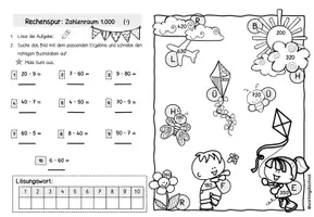 Vorschau - Stationenlernen - Rechenspuren Klasse 3 Frühling | Zahlenraum 1000 | Mathematik Grundschule - Seite 3