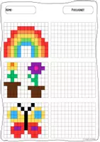 Vorschau - Arbeitsblätter - Pixelkunst: 9 Pixelbilder: Frühling und Sommer. Geometrie. Kunst - Seite 3