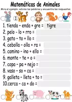 Vista previa - Hojas de trabajo - Matemáticas de Animales: Juego de vocabulario - Portada