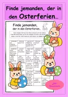 Vorschau - Arbeitsblätter - Finde jemanden... Osterferien - Sprechanlass nach den Ferien - Sprechspiel - Deckblatt