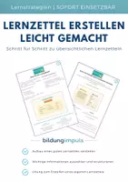 Vorschau - Arbeitsblätter - Lernstrategien: Lernzettel erstellen – Schritt für Schritt (Klasse 5–7) - Deckblatt