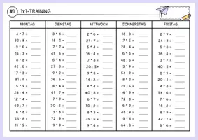Vorschau - Arbeitsblätter - EINMALEINS TRAINING - Tägliche 1x1-Übungen für 3 Wochen - Seite 1