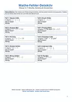 Vorschau - Arbeitsblätter - Mathe-Fehler-Detektiv Kl. 5-7 | Brüche, Dezimalzahlen & Vorzeichen 🔍 - Seite 1