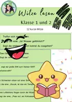 Vorschau - Stationenlernen - Witze Lesen - Lesen üben / Klasse 1 und 2 - Deckblatt