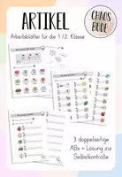 Vorschau - Arbeitsblätter - Artikel (Begleiter) - Arbeitsblätter für die 1./2. Klasse - Deckblatt