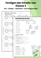 Vorschau - Arbeitsblätter - Mathematik Wiederholung Klasse 3 – Jahresstoff | Arbeitsblätter, Übungen & Lösungen - Seite 1