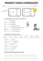 Vista previa - Unidades / Secuencias / Situaciones de Aprendizaje - Present Simple Affirmative and Negative Worksheet - Portada