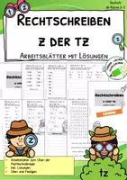 Vorschau - Arbeitsblätter - z oder tz – Rechtschreib-Arbeitsblätter mit Lernzielkontrolle | Klasse 3–4 - Deckblatt