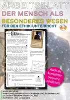 Vorschau - Unterrichtsreihen - Arbeitsblatt - Der Mensch als besonderes Wesen (Ethikunterricht, Klasse 7-8) - Deckblatt