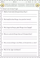 Vorschau - Arbeitsblätter - Schneewittchen und die sieben Zwerge, Lesen und Verstehen Arbeitsblätter mit Lesetext, Fragen - Seite 3