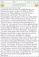 Vorschau - Arbeitsblätter - Leonardo da Vinci, Lesen und Verstehen Arbeitsblätter mit Lesetext, Fragen - Seite 2
