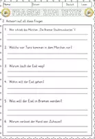 Vorschau - Arbeitsblätter - Die Bremer Stadtmusikanten, Lesen und Verstehen Arbeitsblätter mit Lesetext, Fragen - Seite 3