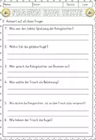 Vorschau - Arbeitsblätter - Der Froschkönig, Lesen und Verstehen Arbeitsblätter mit Lesetext, Fragen - Seite 3